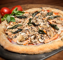 Pizza sans gluten à la truite