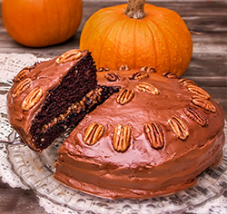 Gâteau choco-citrouille aux pacanes sans gluten