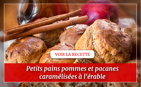 Petits pains pommes et pacanes caramélisées à l'érable et sans gluten