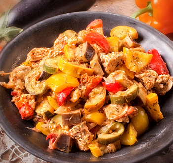 Recette sans gluten Ratatouille au poulet ou aux fèves rouges