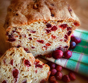 Recette sans gluten Pain noisettes
et canneberges
