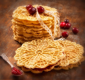 Recette sans gluten Pizzelle à la confiture orange et canneberges