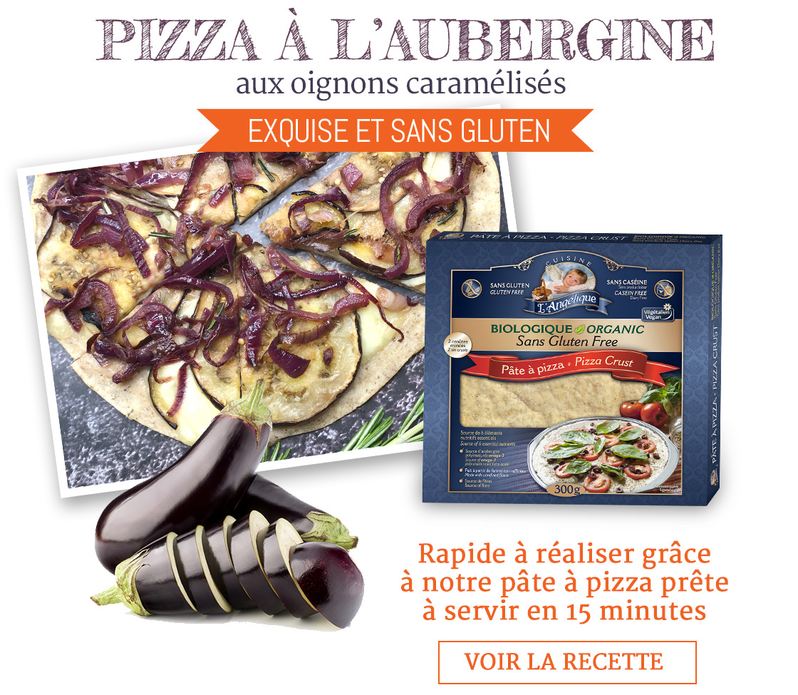Pizza à l'aubergine, recette sans gluten.