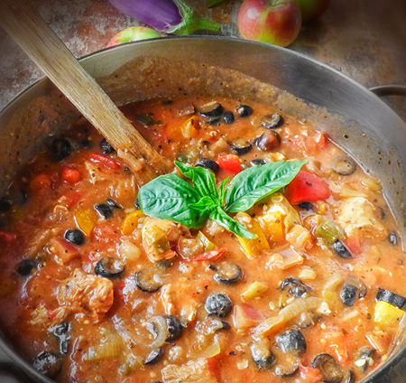 Recette sans gluten Casserole d'aubergine au poulet et aux pommes