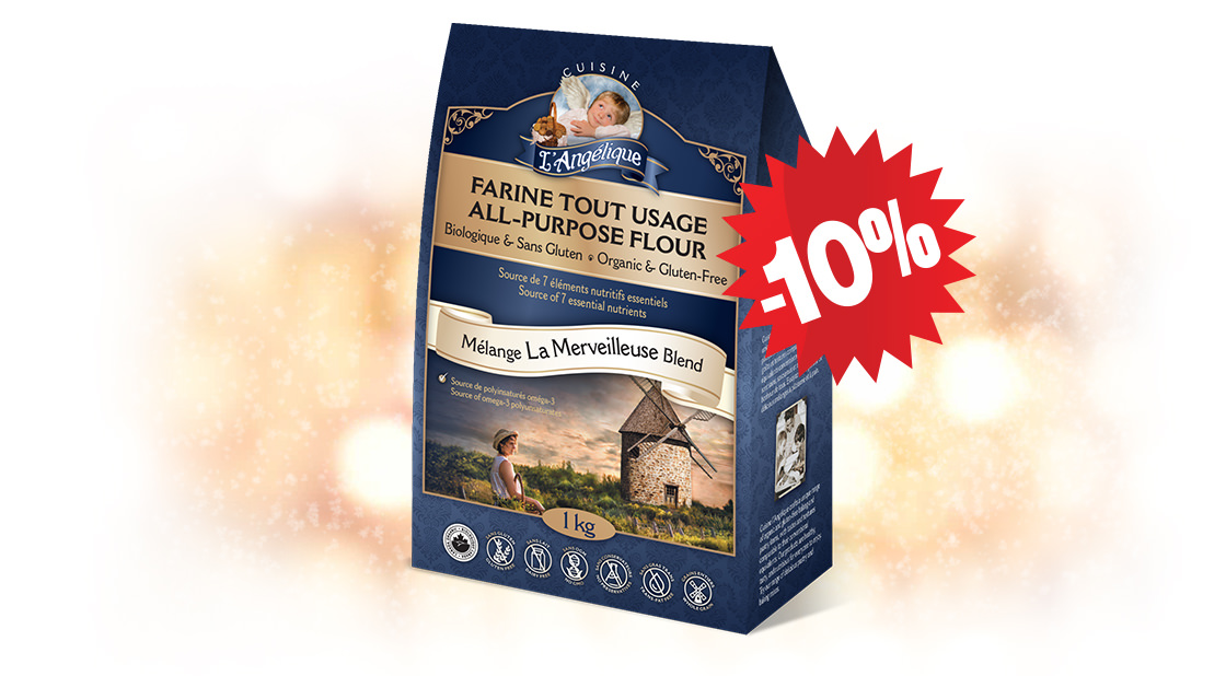 Promotion de 10% sur la FARINE TOUT USAGE SANS GLUTEN LA MERVEILLEUSE - 1 KG