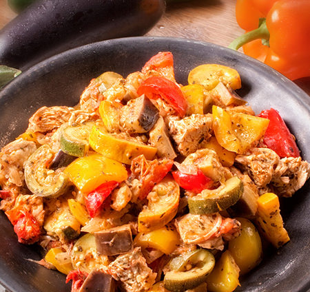 Recette sans gluten Ratatouille au poulet ou aux fèves rouges
