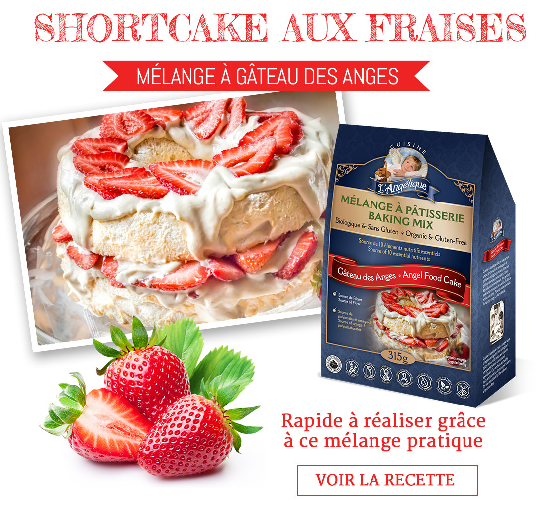 Shortcake aux fraises avec le Mélange à gâteau des anges. Délicieux et sans gluten