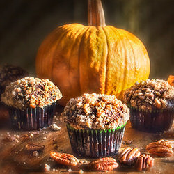 Muffins choco-citrouille 
aux pacanes sans gluten
