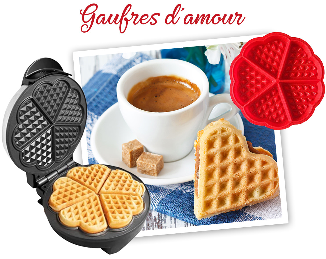 Gaufres sans gluten en forme de coeur 