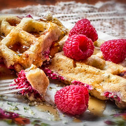 Recette Gaufres framboises 
et chanvre sans gluten