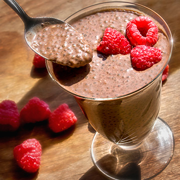Pouding chia et chocolat sans gluten