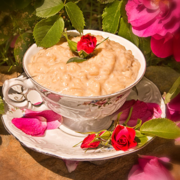 Pouding au riz 
à la rose sans gluten