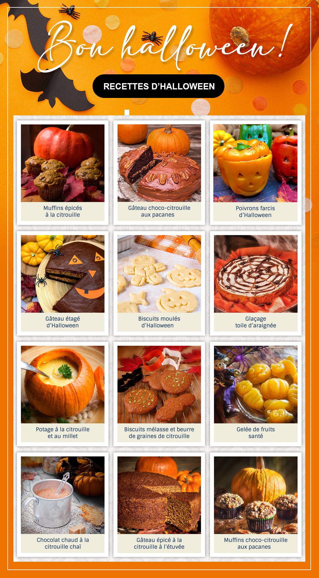 Recettes d'Halloween sans gluten et sans produits laitiers.