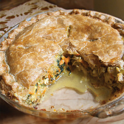 Pâté au poulet, sauce épinards et carottes - Recette sans gluten