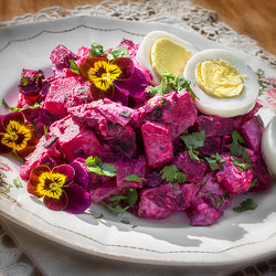 Recette sans gluten Salade de betteraves, pommes de terre et œufs 