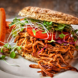 Recette sans gluten Hamburger de porc effiloché barbecue