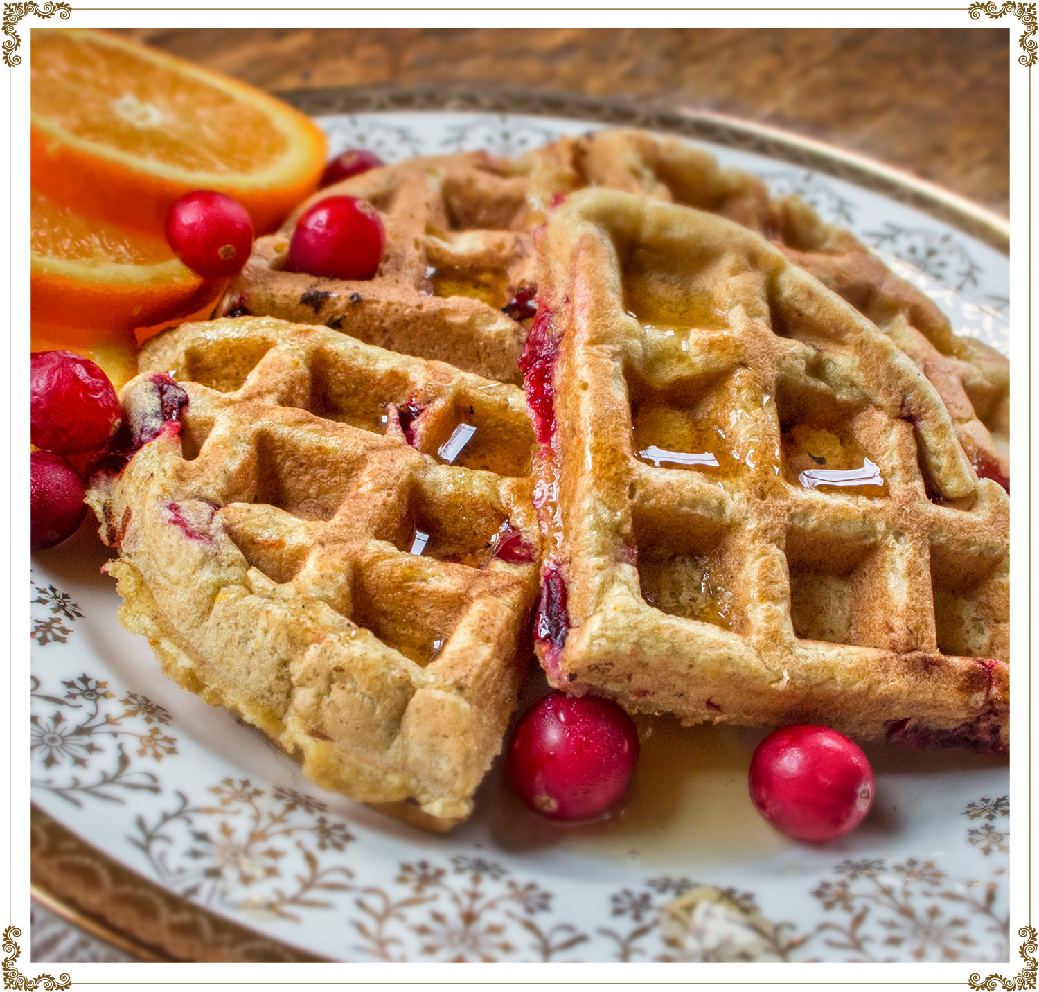 Orange and cranberry waffles Recipe Gluten-free, Dairy-free, Organic from Cuisine l’Angélique.