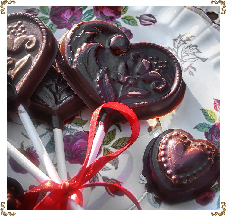 Saint-Valentin et ses Sucettes au chocolat à la tire d'érable sans gluten