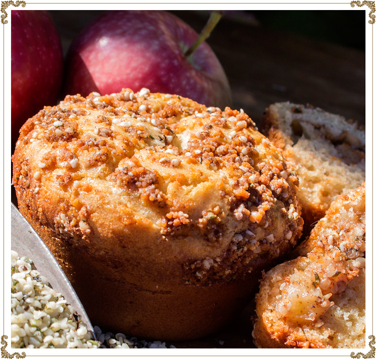 Recipe photo "Soft-Hearted" Apple and Hemp Muffins
Gluten-free, dairy-free (casein-free) and hypotoxic 
By: Cuisine l'Angélique
