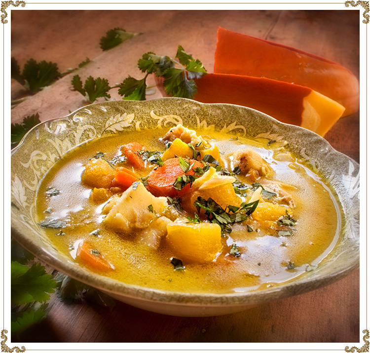 Photo recipe Spicy Hearty soup with Haddock and Pumpkin
Gluten-free, dairy-free (casein-free) and hypotoxic 
By: Cuisine l'Angélique
